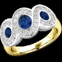 a stunning sapphire diamond dress diamond ring in 18ct yellow white go ...