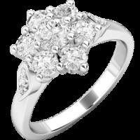a stunning round brilliant cut diamond cluster ring in 18ct white gold