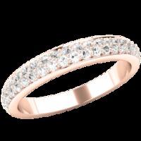 A stylish Round Brilliant Cut double row diamond set ladies wedding/eternity ring in 18ct rose gold