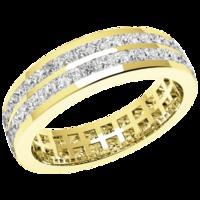 A stunning double row diamond set ladies eternity/wedding band in 18ct yellow gold
