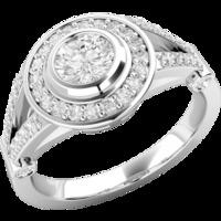 A stunning Round Brilliant Cut cluster style diamond ring in platinum