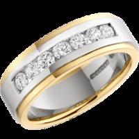 a unique diamond set ladies wedding ring in 18ct white yellow gold