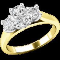 A stunning Oval & Round Brilliant Cut diamond ring in 18ct yellow & white gold