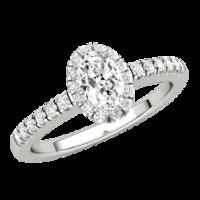 A stunning Oval Cut diamond cluster with shoulder stones in platinum