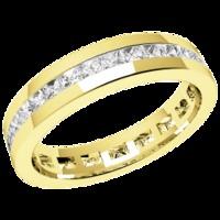 A beautiful Princess Cut diamond set wedding ring in 18ct yellow gold