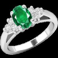 A timeless emerald & diamond ring with shoulder stones in 18ct white gold