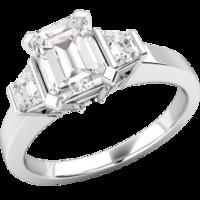 a stunning emerald cut diamond ring with shoulder stones in 18ct white ...