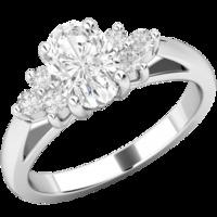 A classic Oval Cut diamond ring with shoulder stones in 18ct white gold