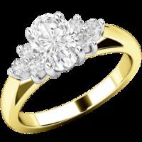 A classic Oval Cut diamond ring with shoulder stones in 18ct yellow & white gold