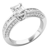 A magnificent Emerald Cut diamond ring with shoulder stones in platinum