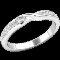 A \'cross-over\' style diamond-set wedding/eternity ring in platinum