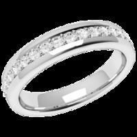 A stylish Round Brilliant Cut diamond set ladies wedding ring in 9ct white gold