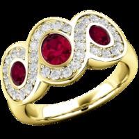A stunning Ruby & Diamond dress diamond ring in 18ct yellow gold