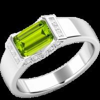 A dazzling Peridot and Diamond ring in 18ct white gold