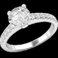 A beautiful Round Brilliant Cut diamond ring with shoulder stones in 18ct white gold