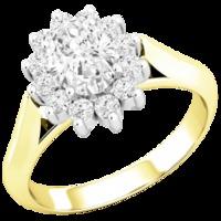 a stunning oval round brilliant cut cluster diamond ring in 18ct yello ...