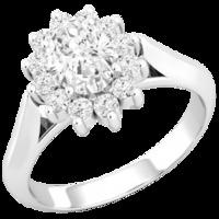 a stunning oval round brilliant cut cluster diamond ring in 18ct white ...