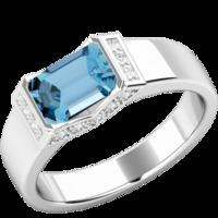 a stunning aqua and diamond ring in 18ct white gold