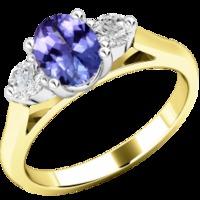 A timeless tanzanite & diamond ring with shoulder stones in 18ct yellow & white gold