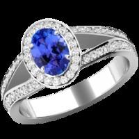 A sensational Tanzanite and diamond cluster with shoulder stones in platinum