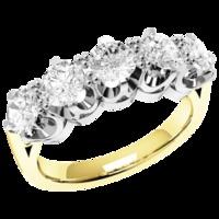 a beautiful round brilliant cut five stone diamond ring in 18ct yellow ...