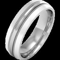 A striking mill-grained ladies wedding ring in medium 18ct white gold