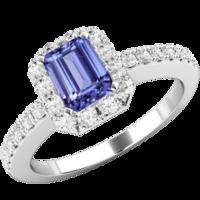 A luxurious tanzanite Cut tanzanite & diamond ring with shoulder stones in 18ct white gold