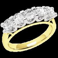 a stunning round brilliant cut five stone diamond ring in 18ct yellow  ...