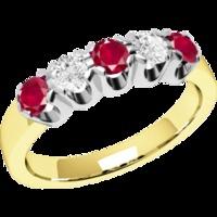 A luxurious Round Brilliant Cut ruby & diamond ring in 18ct yellow & white gold