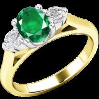 a timeless 3 stone emerald diamond ring in 18ct yellow white gold