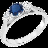 A beautiful sapphire & diamond ring with shoulder stones in 18ct white gold