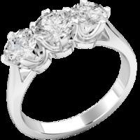 A classic Round Brilliant Cut three stone diamond ring in 18ct white gold