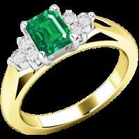 A beautiful emerald & diamond ring with shoulder stones in 18ct yellow & white gold