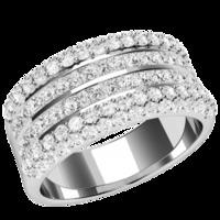 A beautiful Princess & Round Brilliant Cut dress diamond ring in 18ct white gold