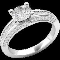 A magnificent Round Brilliant cut diamond ring with shoulder stones in 18ct white gold