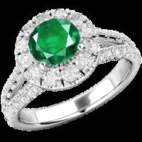 A beautiful Emerald and diamond cluster in 18ct white gold