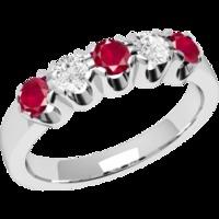 a luxurious round brilliant cut ruby diamond ring in 18ct white gold