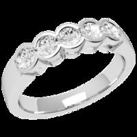 A stylish Round Brilliant Cut five stone diamond ring in 9ct white gold