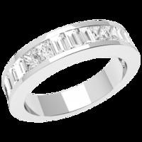 A stylish Princess & Baguette Cut diamond set ladies wedding ring in platinum