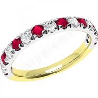 A beautiful Round Brilliant Cut ruby & diamond eternity ring in 18ct yellow & white gold