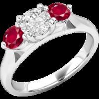 a beautiful round brilliant cut three stone ruby and diamond ring in 1 ...