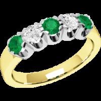 A luxurious Round Brilliant Cut emerald & diamond ring in 9ct yellow & white gold