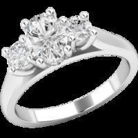 A stunning Oval & Round Brilliant Cut diamond ring in 18ct white gold