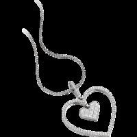 a luxurious round brilliant cut diamond heart necklace in 18ct white g ...