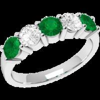 a classic five stone emerald diamond eternity ring in 18ct white gold