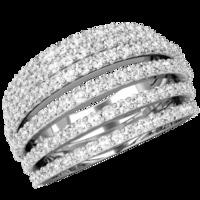 A unique Round Brilliant Cut diamond set ladies dress ring in 18ct white gold