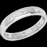 A classic Princess Cut diamond set ladies wedding ring in 18ct white gold