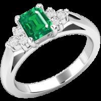 A beautiful emerald & diamond ring with shoulder stones in 18ct white gold