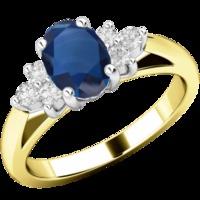 A timeless sapphire & diamond ring with shoulder stones in 18ct yellow & white gold