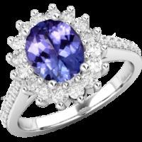 A beautiful tanzanite and diamond cluster in 18ct white gold